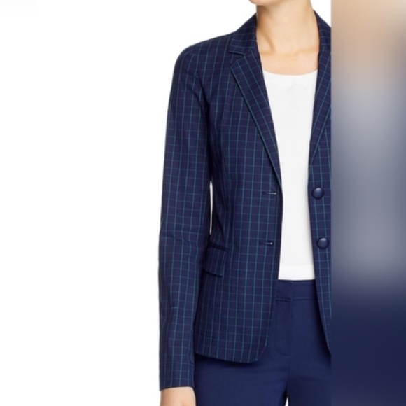 LAFAYETTE 148 Navy plaid blazer - Picture 4 of 8
